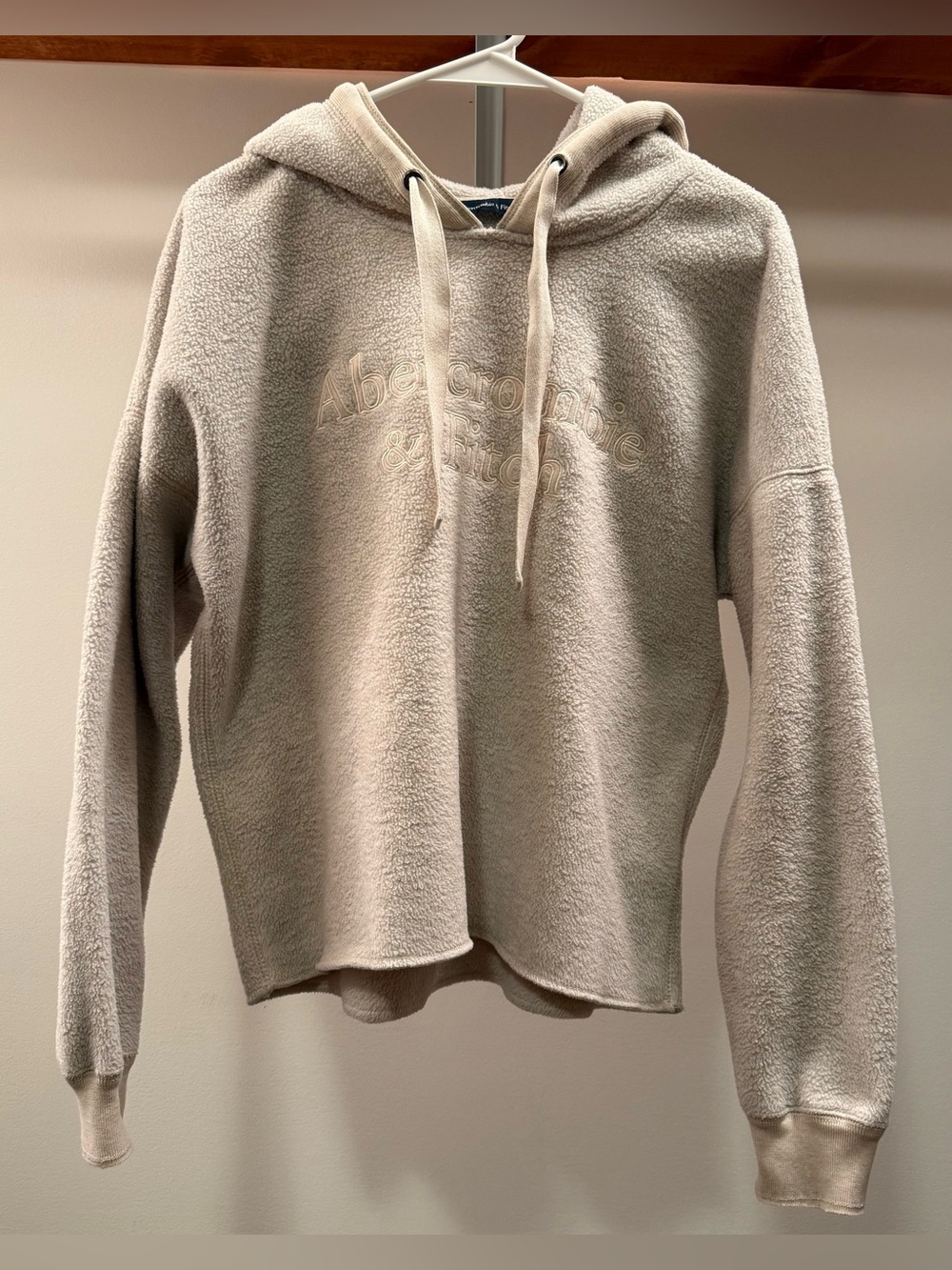 Abercrombie & Fitch Cream Sherpa Hooded Pullover